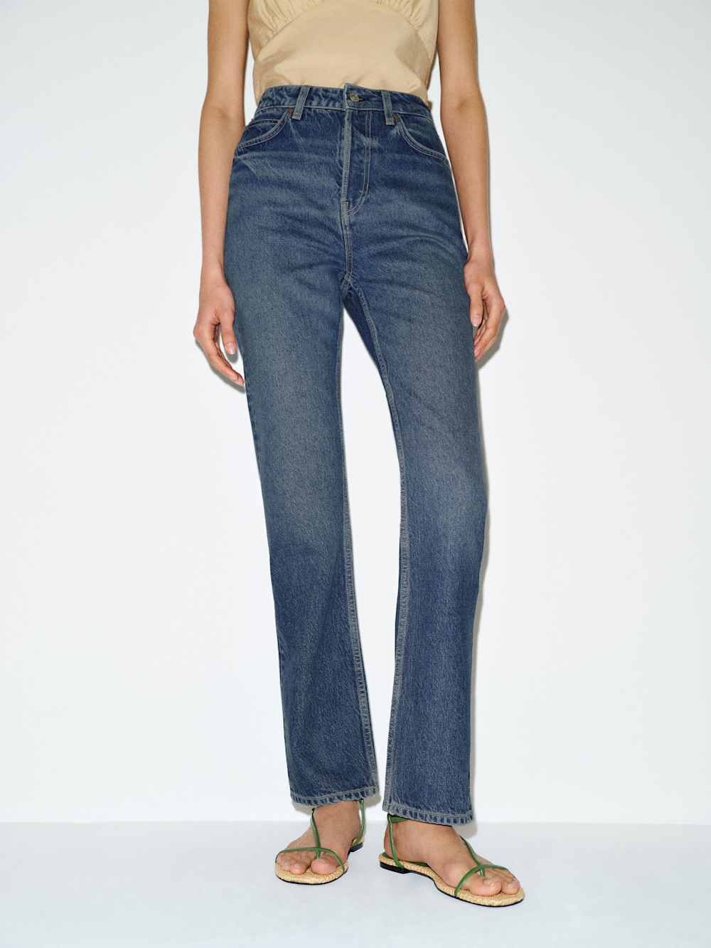 Reformation Cynthia High Rise Straight-Leg Jeans in Dark Blue